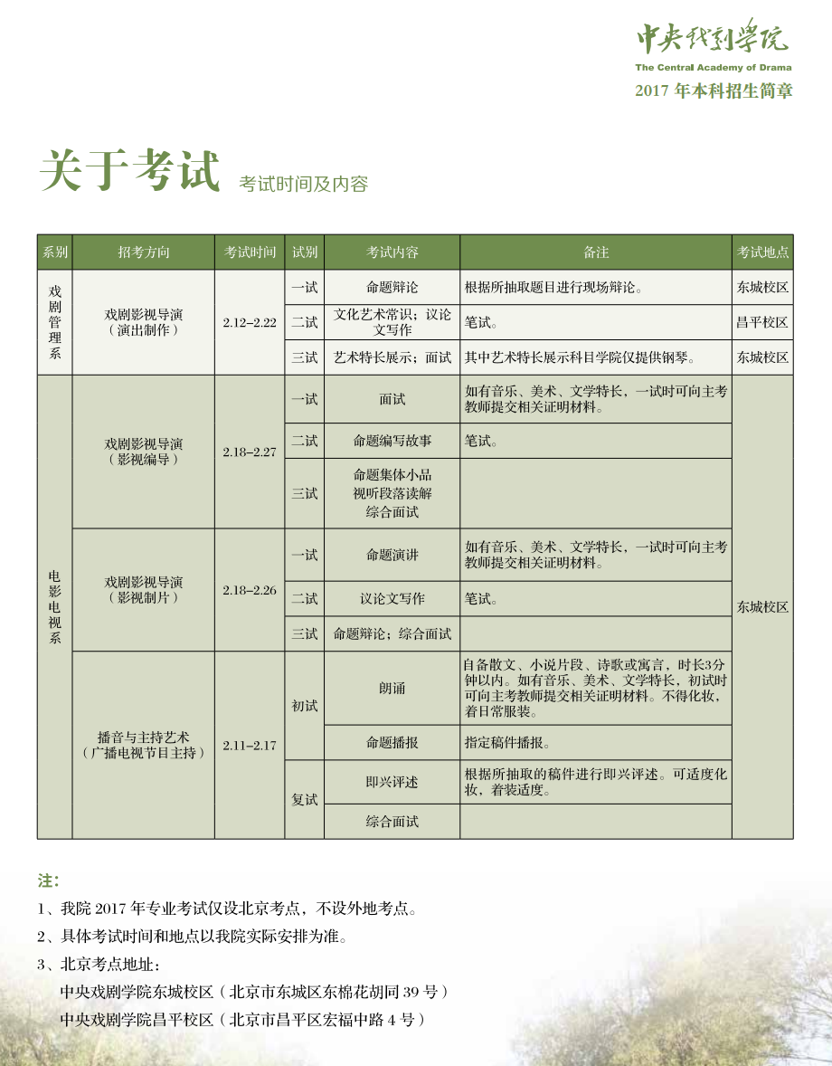 2017年艺术类招生简章(图片版)-2018年中央戏剧学院招生信息-百万艺考